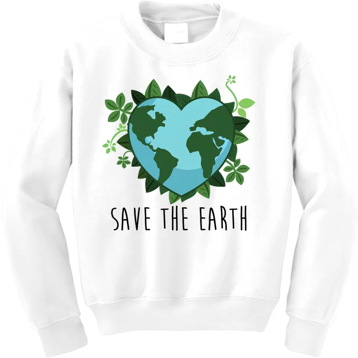 Save The Earth Planet Heart Earth Day Kids Sweatshirt