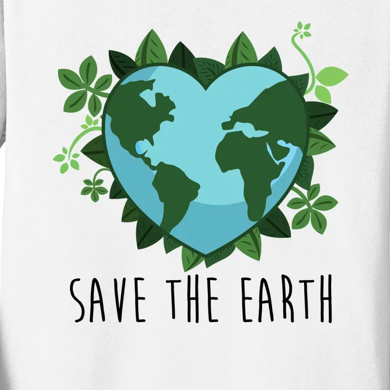 Save The Earth Planet Heart Earth Day Kids Long Sleeve Shirt