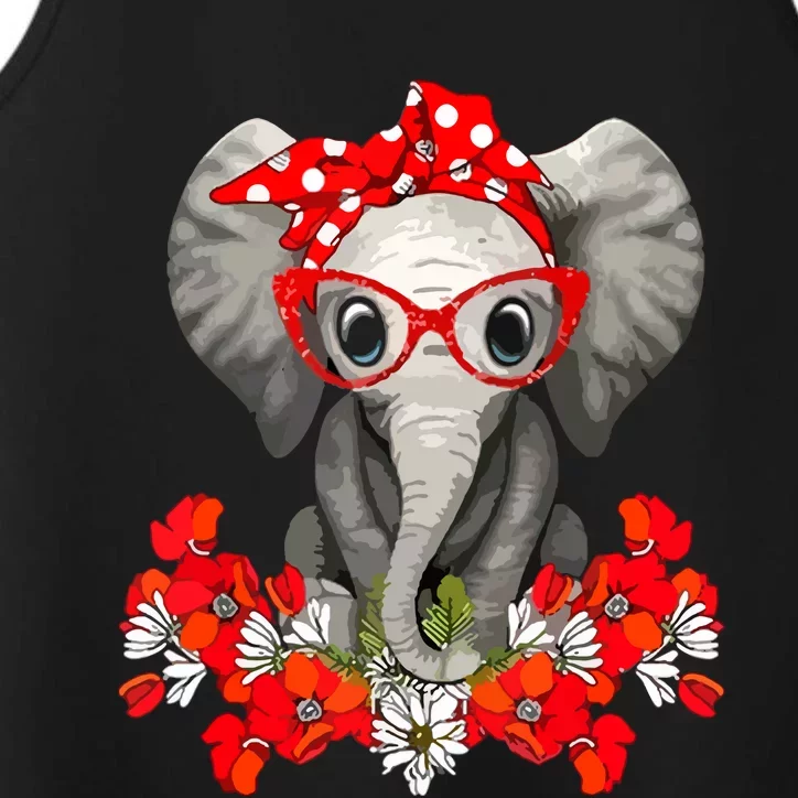 Save The Elephants Elephant Mom Red Bow Performance Tank