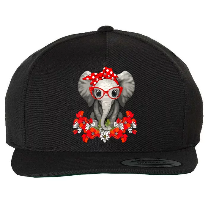 Save The Elephants Elephant Mom Red Bow Wool Snapback Cap