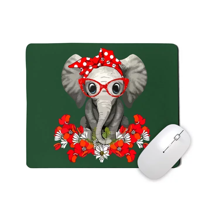 Save The Elephants Elephant Mom Red Bow Mousepad