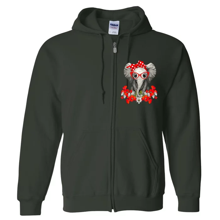 Save The Elephants Elephant Mom Red Bow Full Zip Hoodie