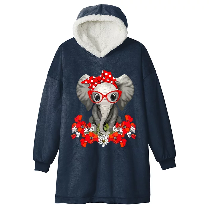 Save The Elephants Elephant Mom Red Bow Hooded Wearable Blanket