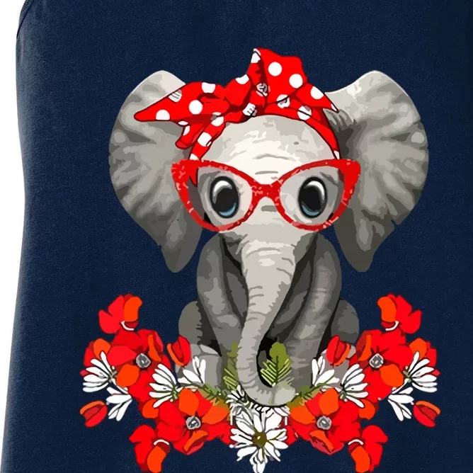 Save The Elephants Elephant Mom Red Bow Women's Racerback Tank