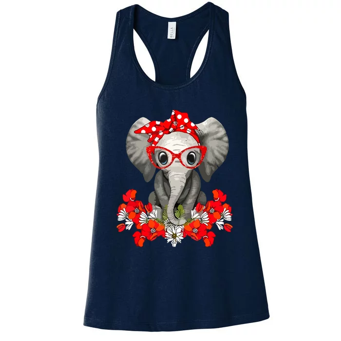 Save The Elephants Elephant Mom Red Bow Women's Racerback Tank