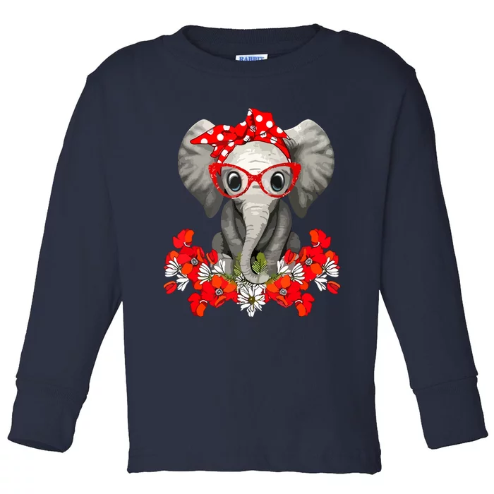 Save The Elephants Elephant Mom Red Bow Toddler Long Sleeve Shirt