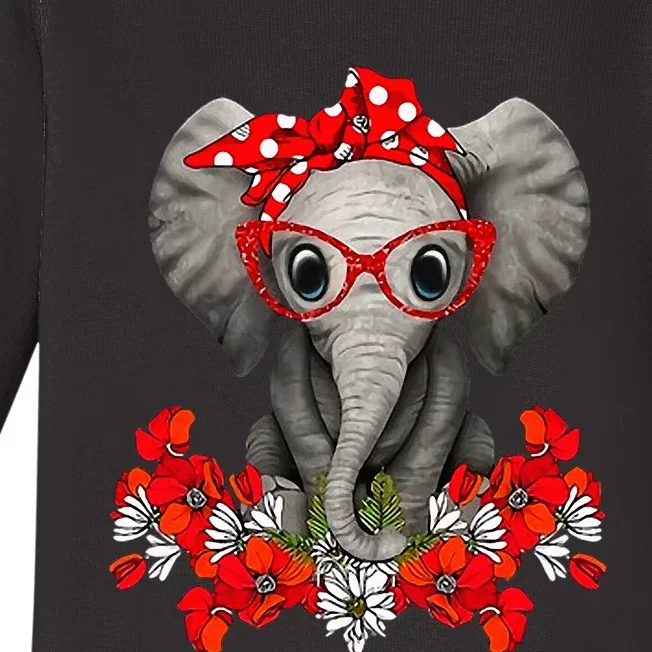 Save The Elephants Elephant Mom Red Bow Woman Baby Long Sleeve Bodysuit