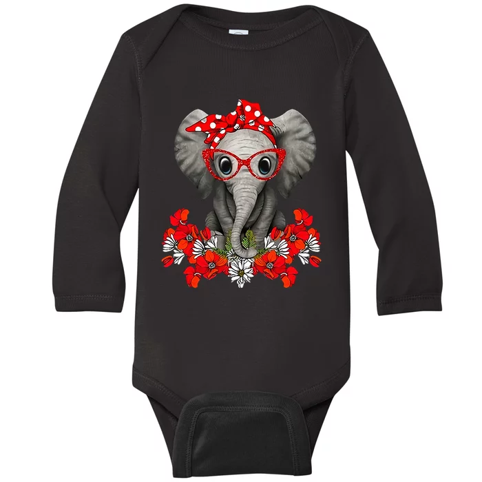 Save The Elephants Elephant Mom Red Bow Woman Baby Long Sleeve Bodysuit