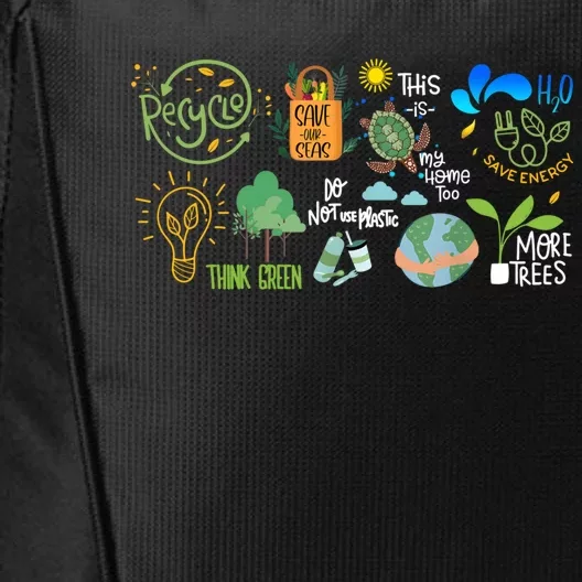 Save The Earth Day Restore Save The Planet Funny Eco Energy Gift City Backpack