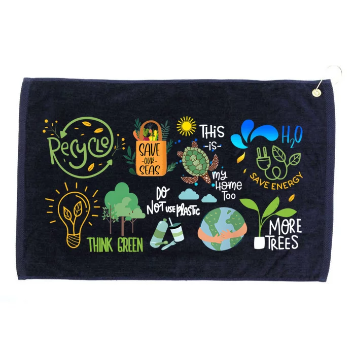 Save The Earth Day Restore Save The Planet Funny Eco Energy Gift Grommeted Golf Towel