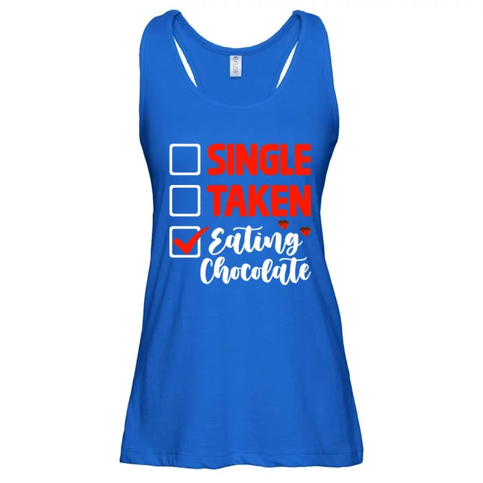 Single Taken Eating Chocolate Funny Chocolate Love Eating Gift Ladies Essential Flowy Tank