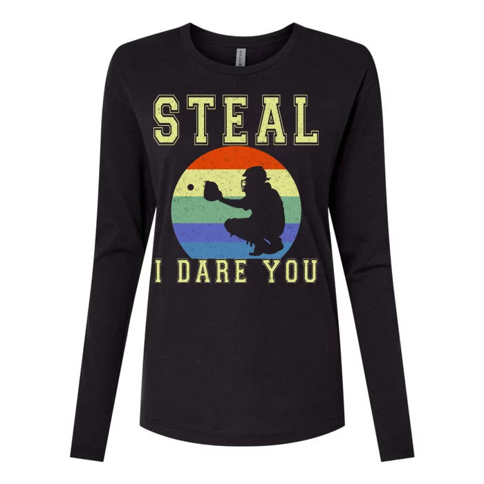 Steal I Dare You Vintage Funny Baseball Womens Cotton Relaxed Long Sleeve T-Shirt