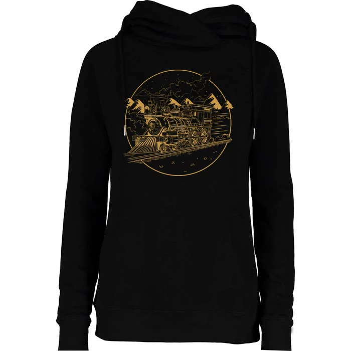 Steam Train Womens Funnel Neck Pullover Hood