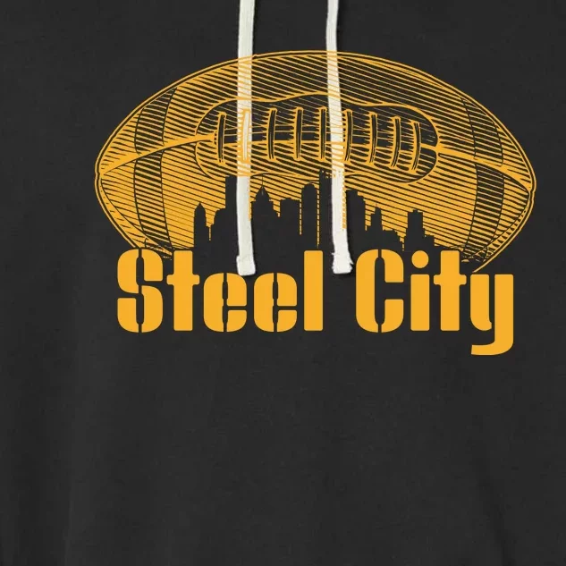 Steel City Pittsburg Skyline Football Garment-Dyed Fleece Hoodie