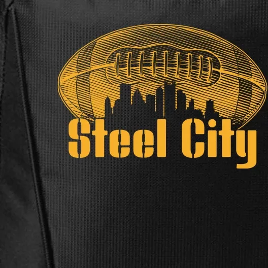 Steel City Pittsburg Skyline Football City Backpack