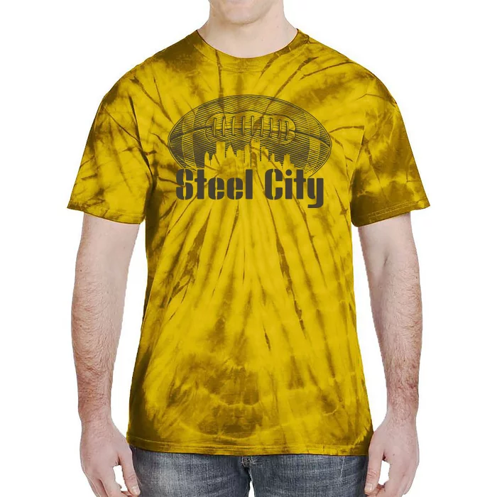 Steel City Pittsburg Skyline Football Tie-Dye T-Shirt