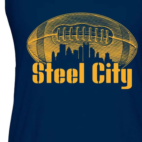 Steel City Pittsburg Skyline Football Ladies Essential Flowy Tank