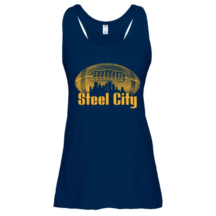 Steel City Pittsburg Skyline Football Ladies Essential Flowy Tank