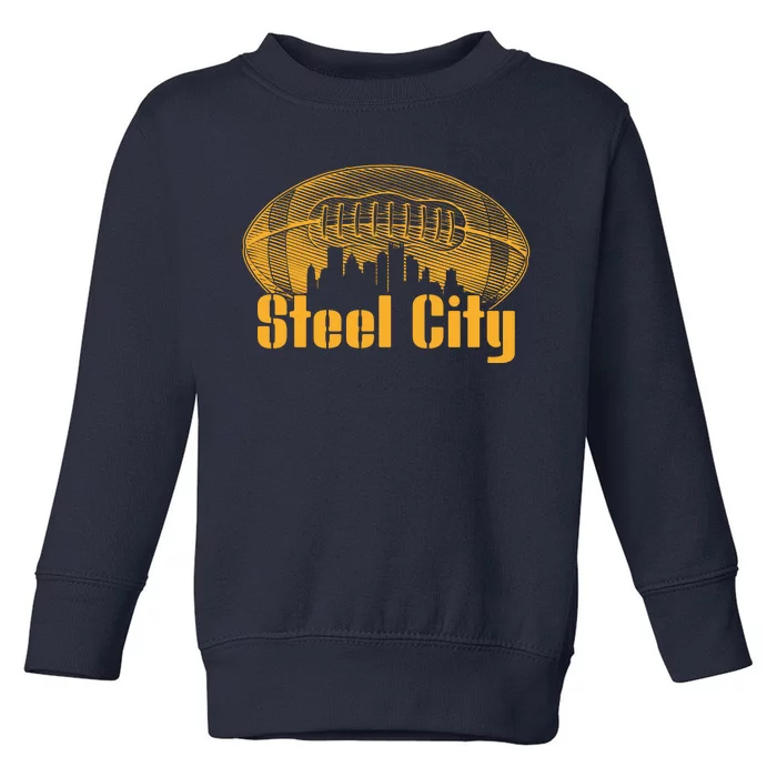 Steel City Pittsburg Skyline Football Toddler Sweatshirt