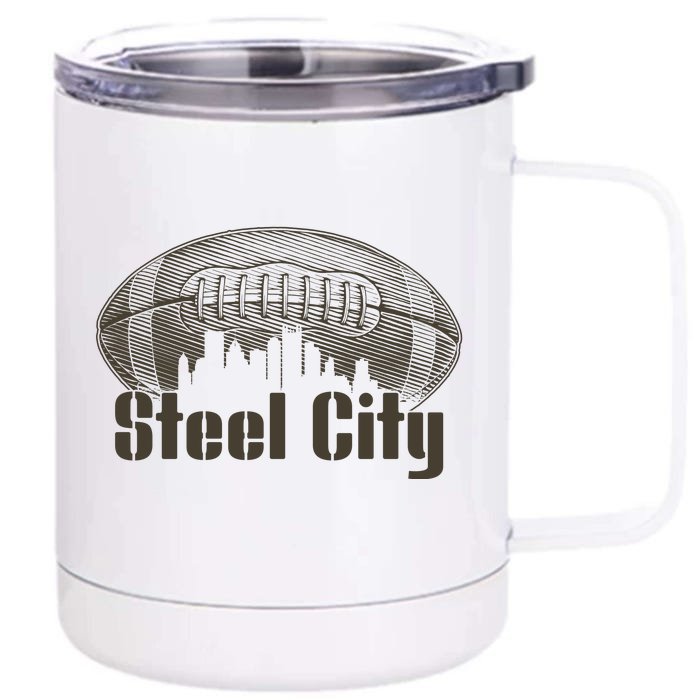 Steel City Pittsburg Skyline Football Front & Back 12oz Stainless Steel Tumbler Cup