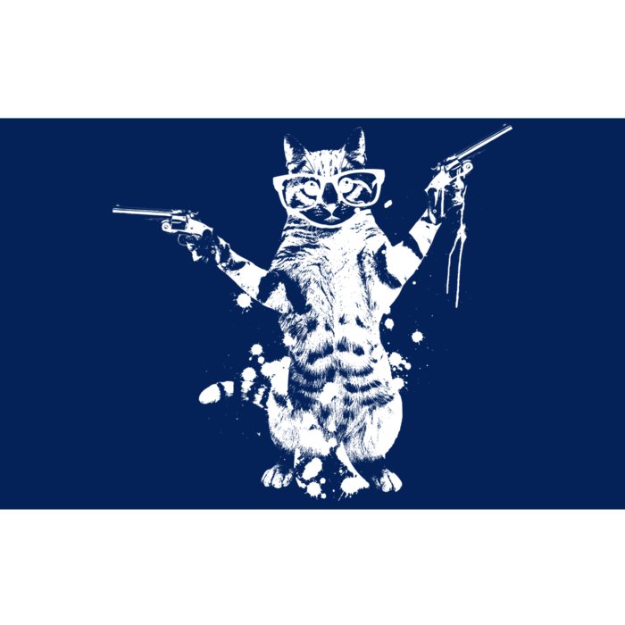 Stencil Graffiti Cat Armed With Guns Bumper Sticker