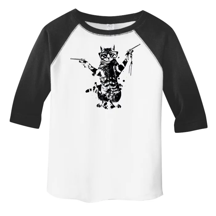 Stencil Graffiti Cat Armed With Guns Toddler Fine Jersey T-Shirt