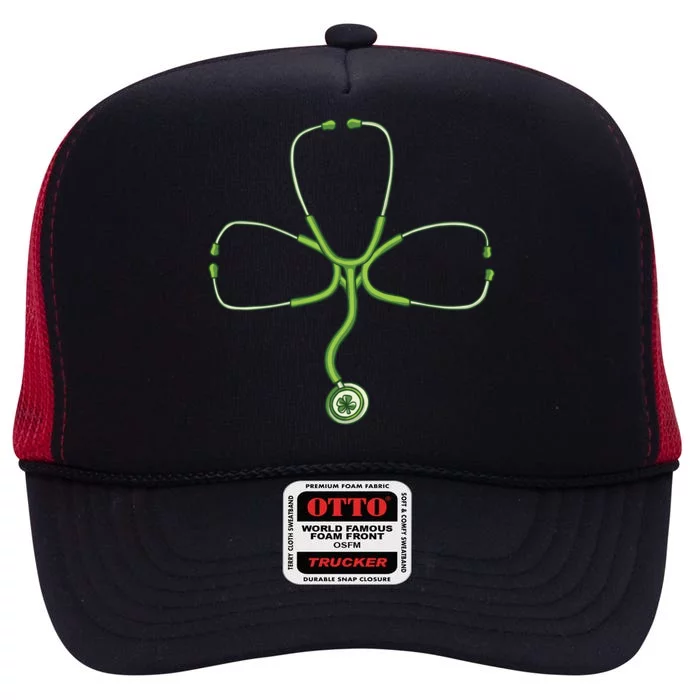 Stethoscope Clover High Crown Mesh Trucker Hat