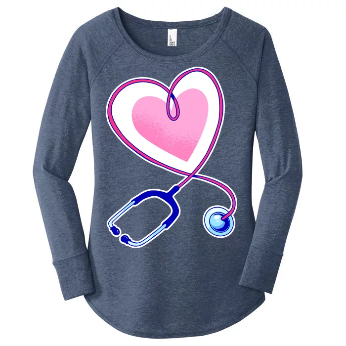 Stethoscope Heart Nursing Women's Perfect Tri Tunic Long Sleeve Shirt