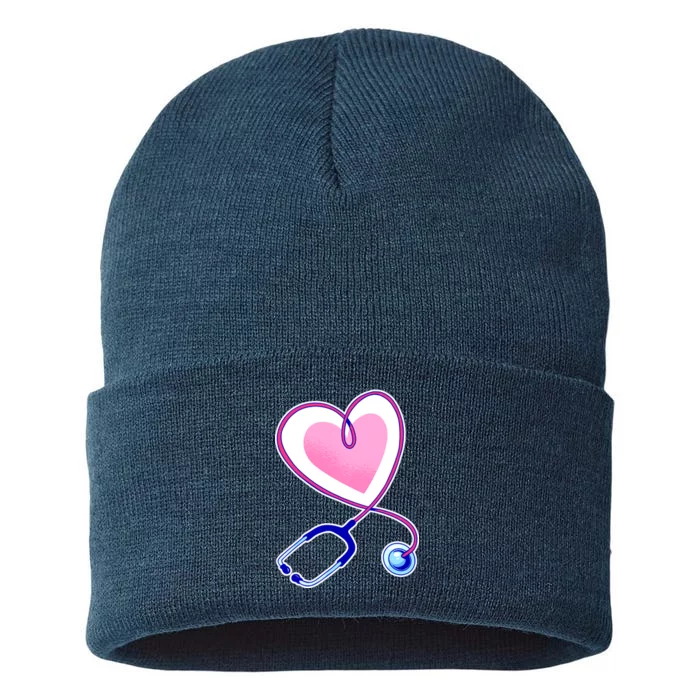 Stethoscope Heart Nursing Sustainable Knit Beanie