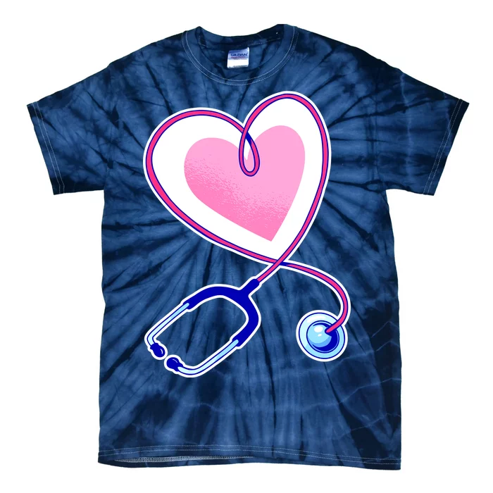 Stethoscope Heart Nursing Tie-Dye T-Shirt