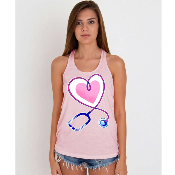 Stethoscope Heart Nursing Women's Knotted Racerback Tank