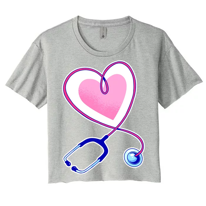 Stethoscope Heart Nursing Women's Crop Top Tee