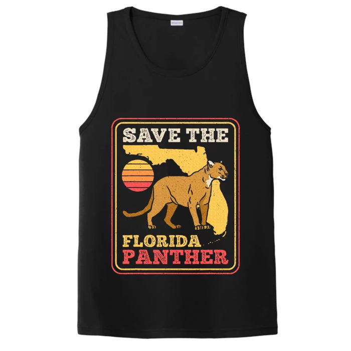 Save The Florida Panther Retro Wildlife Cougar Performance Tank