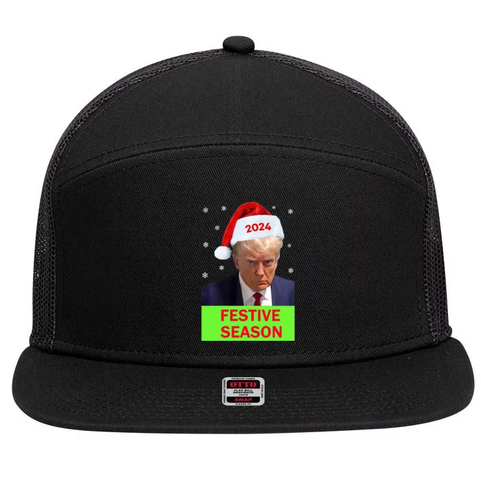 Santa Trump Festive Season Christmas Pro Trump 7 Panel Mesh Trucker Snapback Hat