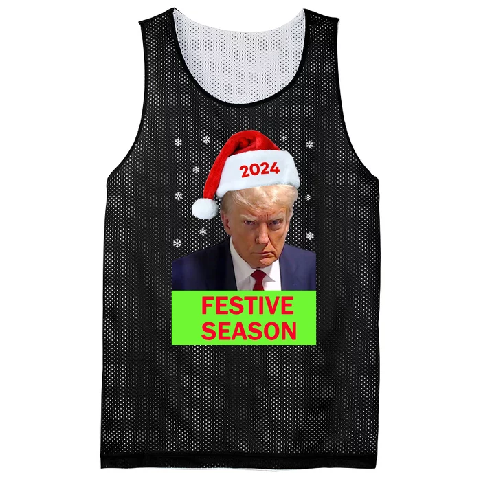 Santa Trump Festive Season Christmas Pro Trump Mesh Reversible Basketball Jersey Tank