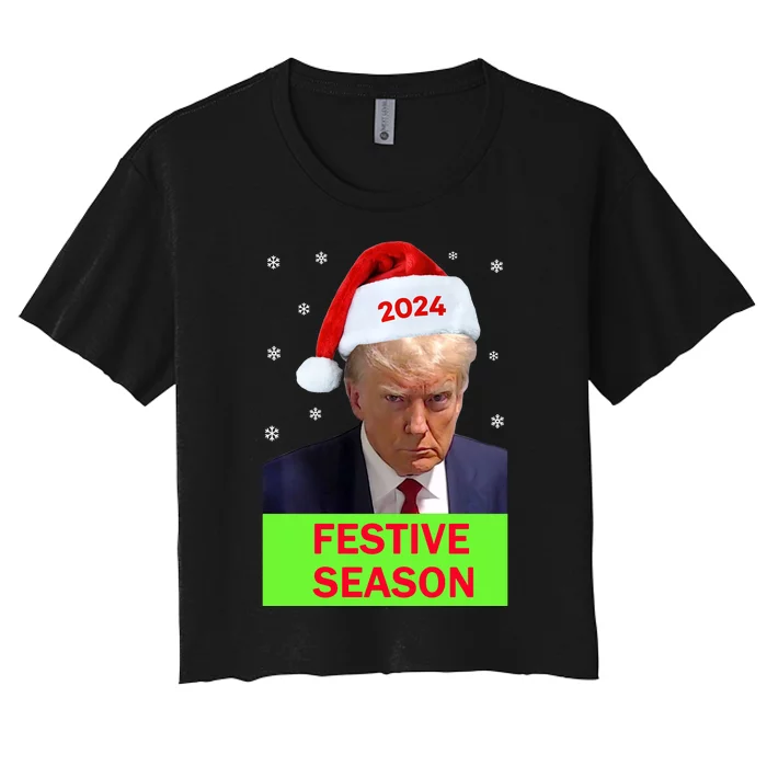 Santa Trump Festive Season Christmas Pro Trump Women's Crop Top Tee