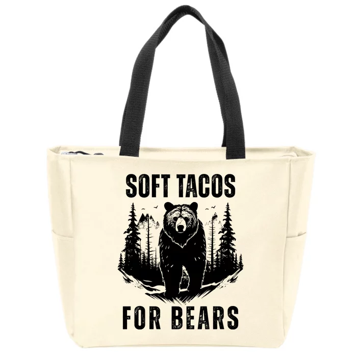 Soft Tacos For Bears Funny Camping Zip Tote Bag