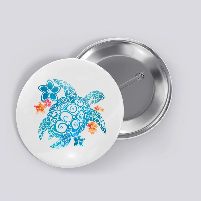 Sea Turtle Floral Tropical Pattern Button