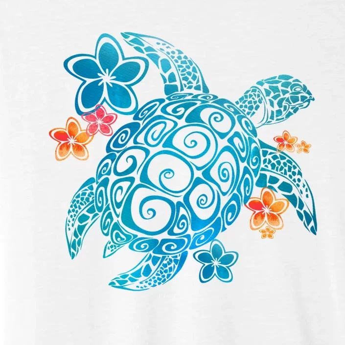 Sea Turtle Floral Tropical Pattern ChromaSoft Performance T-Shirt