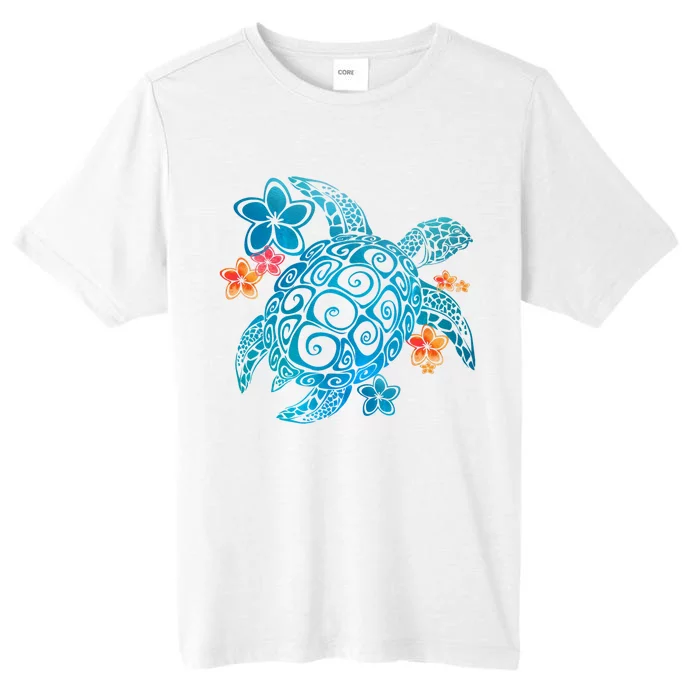 Sea Turtle Floral Tropical Pattern ChromaSoft Performance T-Shirt