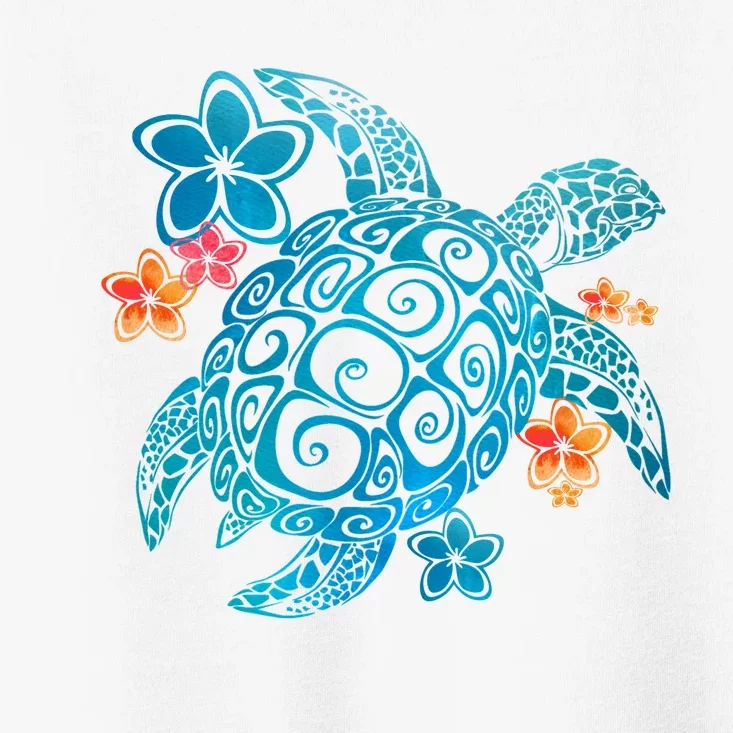 Sea Turtle Floral Tropical Pattern Toddler T-Shirt