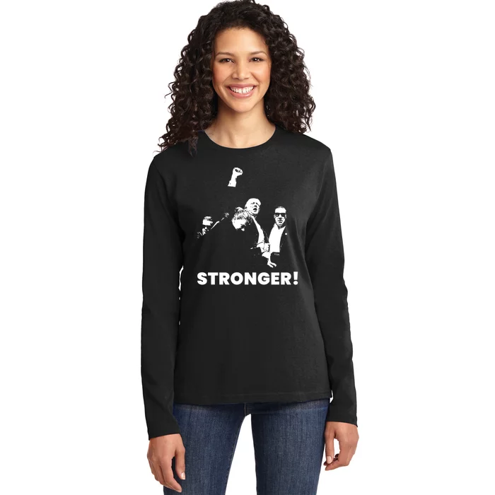 Stronger Trump Fight Support Ladies Long Sleeve Shirt