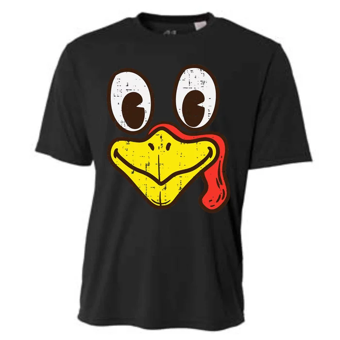 Silly Turkey Face Funny Thanksgiving Dinner Cooling Performance Crew T-Shirt