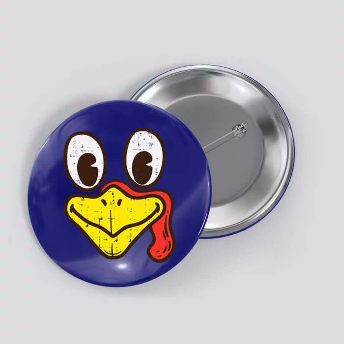 Silly Turkey Face Funny Thanksgiving Dinner Button