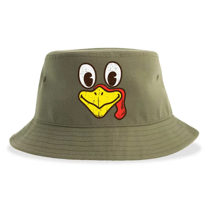 Silly Turkey Face Funny Thanksgiving Dinner Sustainable Bucket Hat