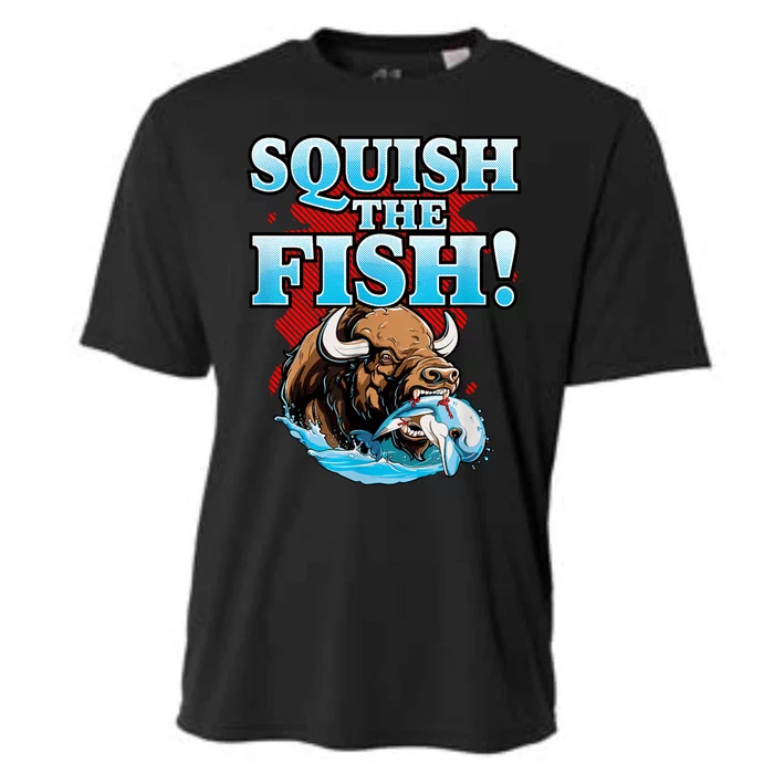 SQUISH THE FISH Bison Eating Dolphin Food Chain Fantasy Cooling Performance Crew T-Shirt