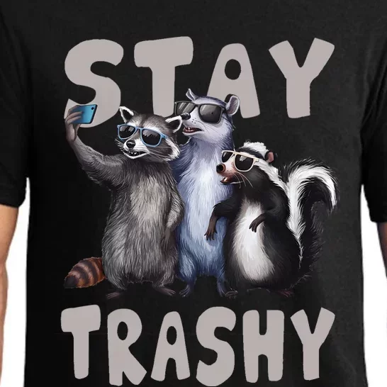 Stay Trashy Funny Raccoon Opossum Skunk Funny Pajama Set