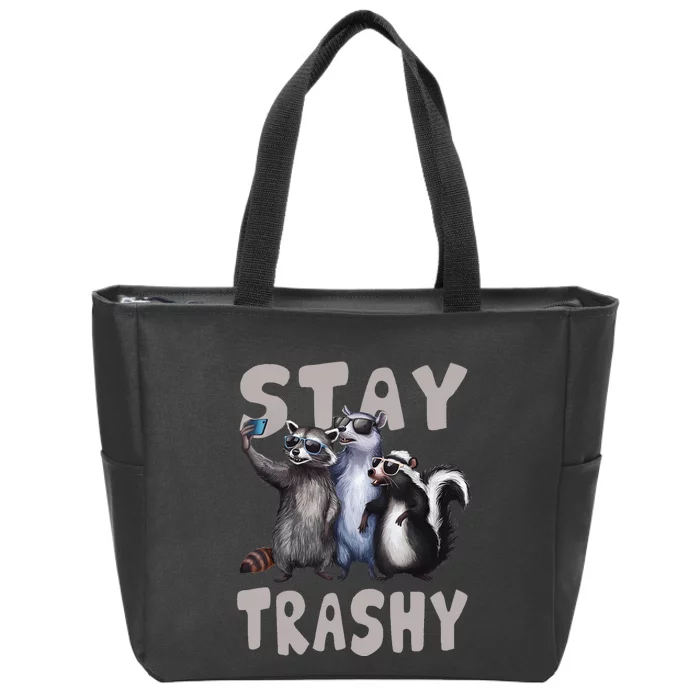 Stay Trashy Funny Raccoon Opossum Skunk Funny Zip Tote Bag