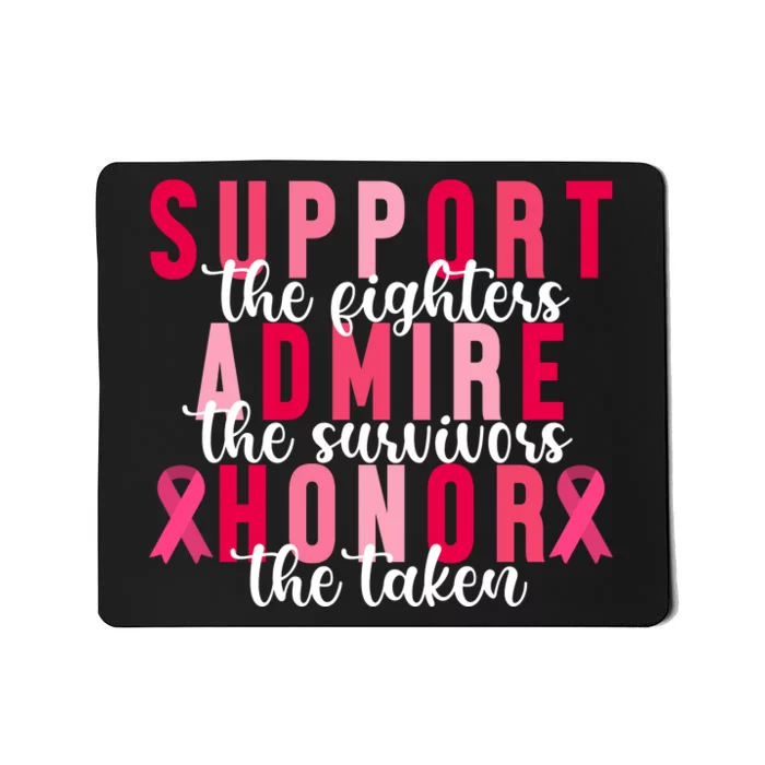 Support The Fighters Admire The Survivors Honor The Taken Breast Cancer Mousepad