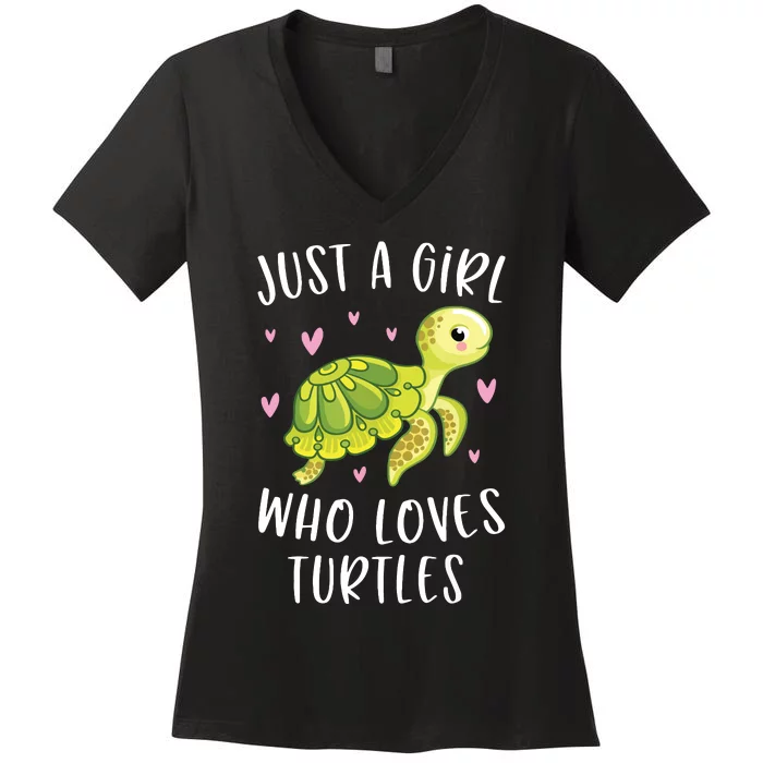 Sea Turtle For Girl Just A Girl Who Loves Turtles Women's V-Neck T-Shirt